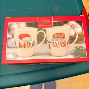 Lenox Mr & Mrs Claus Holiday Mug set, couples, wedding,engagement Christmas NIB